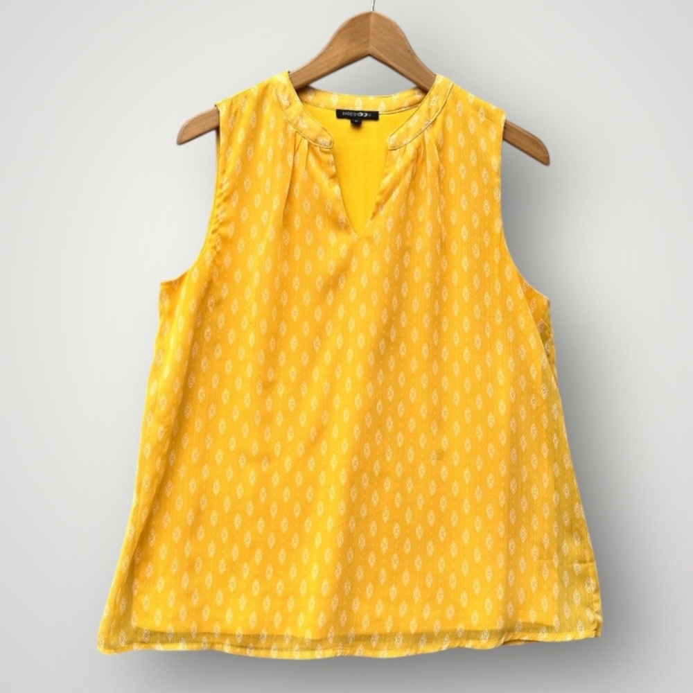 Papermoon Yellow Sleeveless V-Neck Printed Blouse